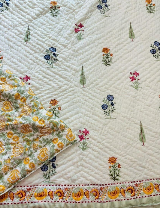 Quilt - Floral Blush - Double Size 90x108-The Label Home