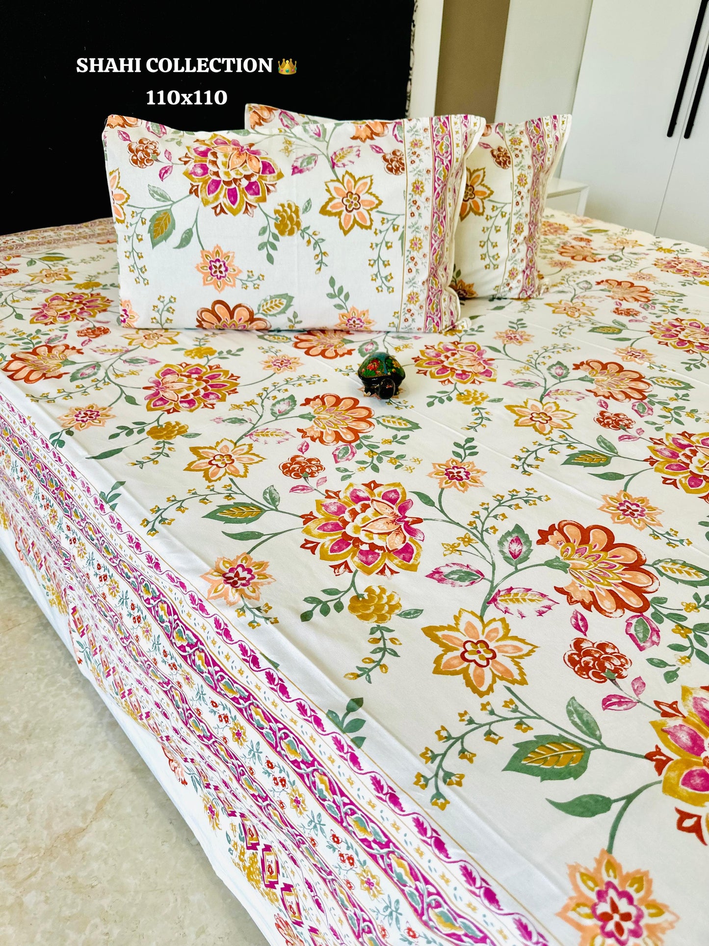 Meher Jaipuri Cotton Printed Bedspread Bedcover (Super King 110x110 inches)