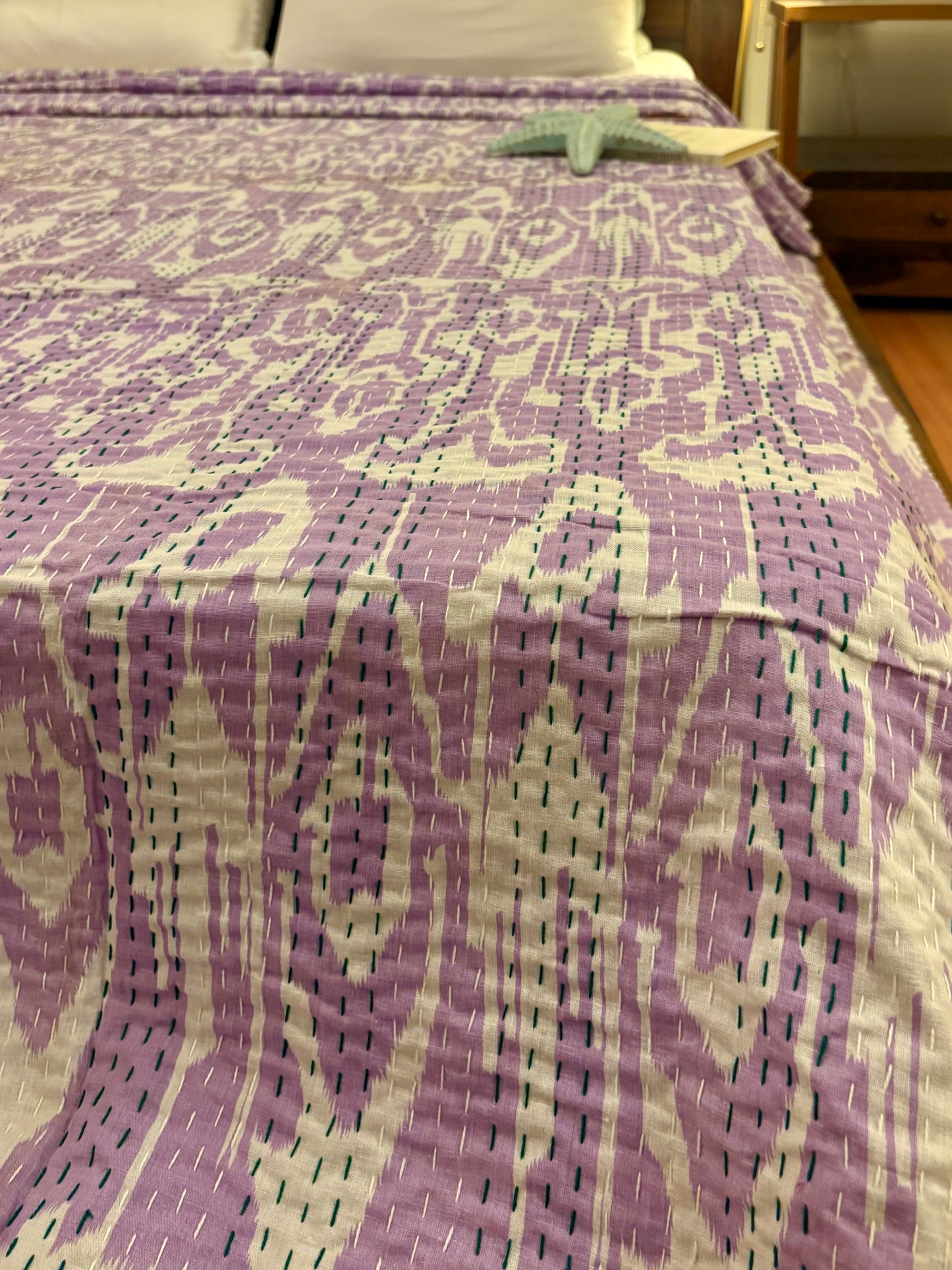 Purple Hues Kantha Bedcover
