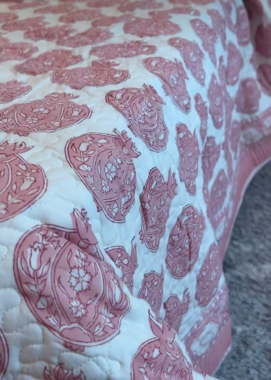 Ratan Berries Quilted Bedcover-The Label Home