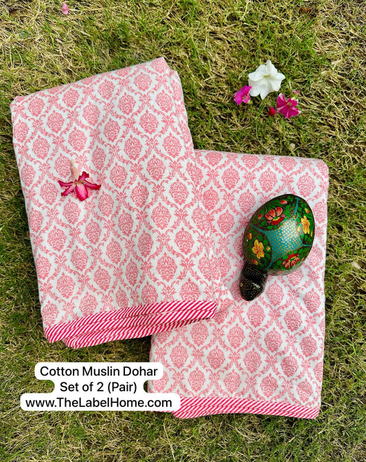 Soho - MulMul Summer Dohar (Set of 2 Single Cotton Muslin Dohar)-The Label Home