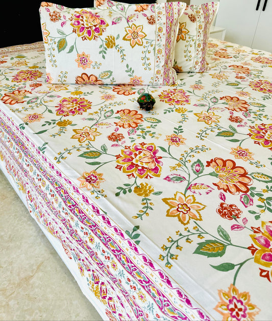 Jaipuri Cotton Bedspread - Meher Printed Super King 110x110
