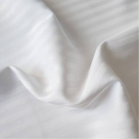 TheLabelHome Swiss Luxe Stripes Premium 400TC Bedsheet Set with 2 Pillow Covers - White-The Label Home