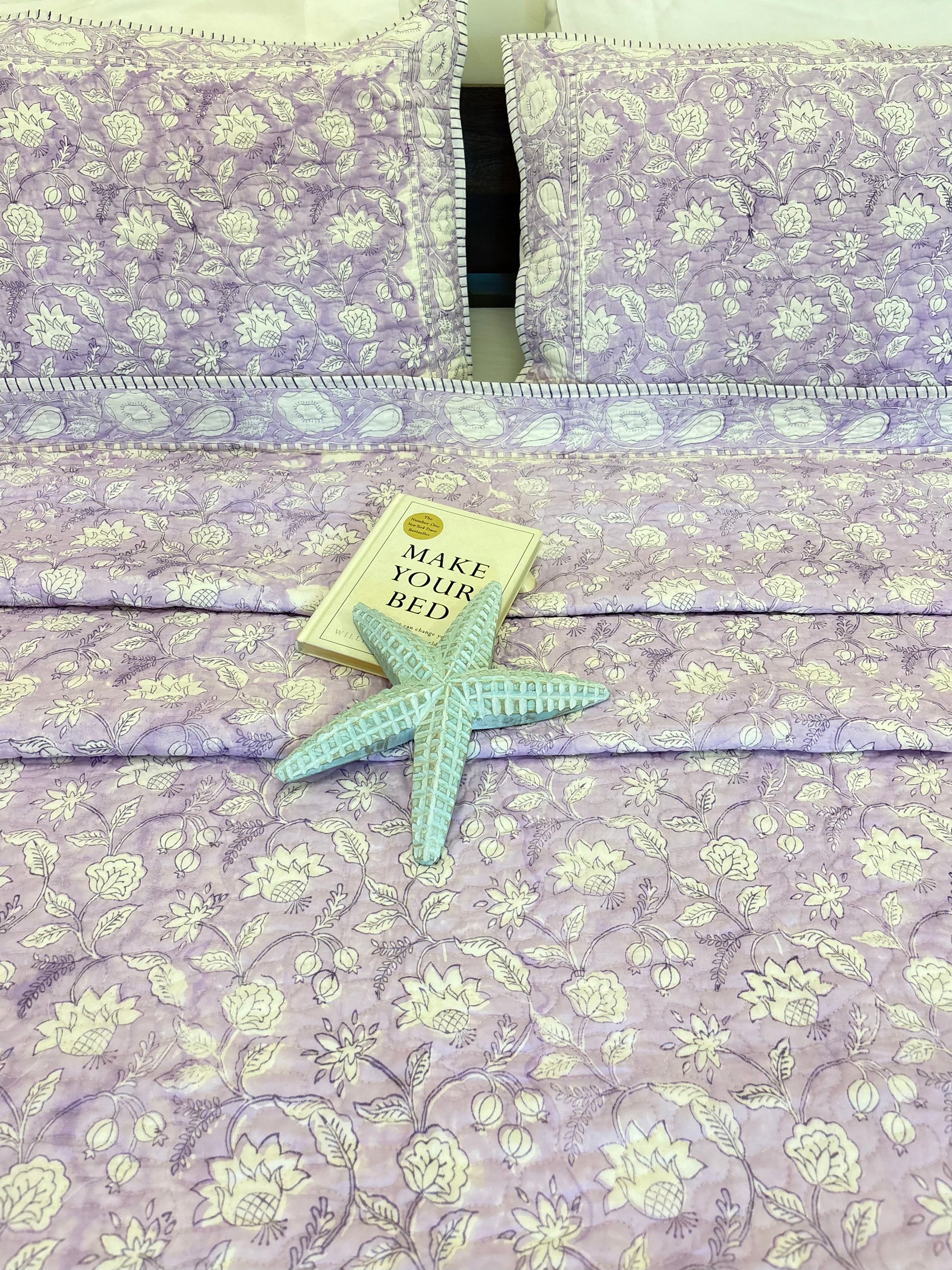 Summer Affair Lavender Quilted Bedcover-The Label Home