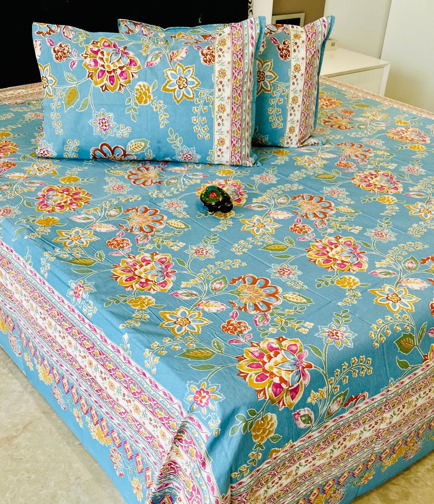 Jaipuri Cotton Bedsheet – Super King | The Label Home