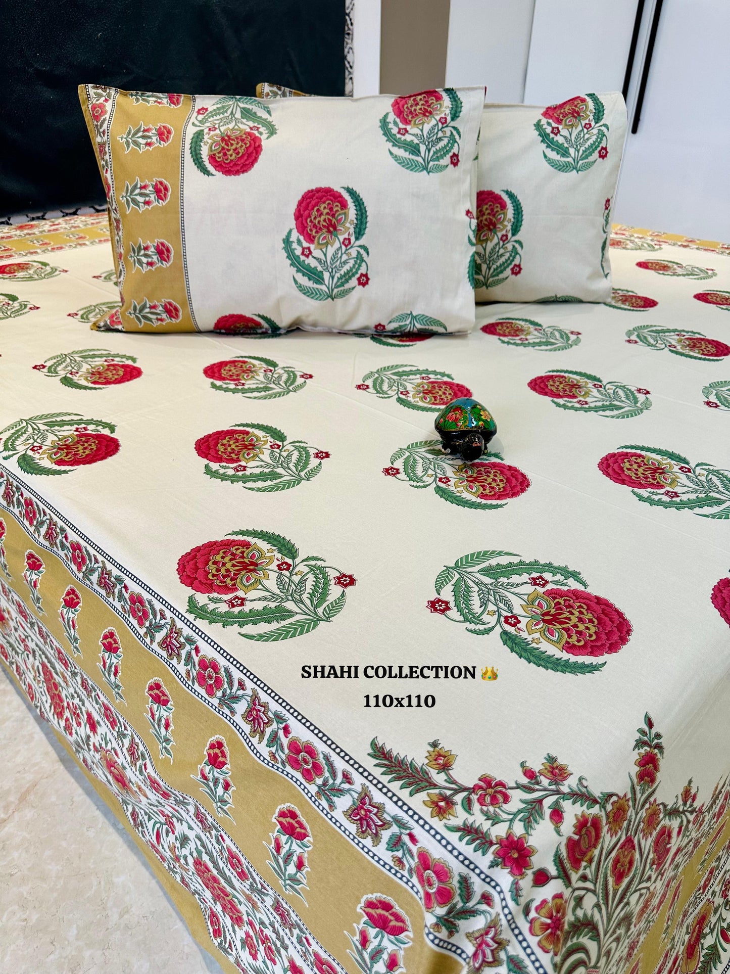 Rangrez Jaipuri Cotton Printed Bedspread Bedcover (Super King 110x110 inches)