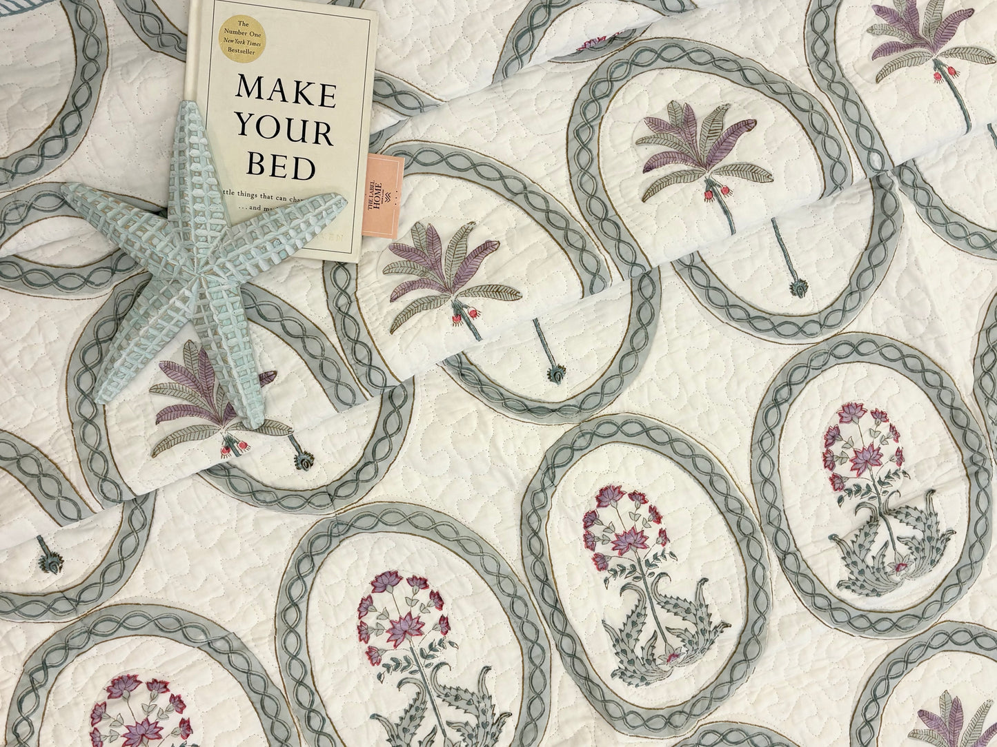 Lavender Palm Quilted Bedcover