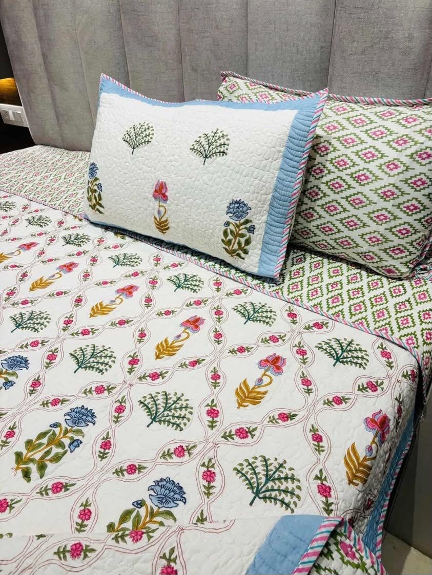 Coral Quilted Bedcover
