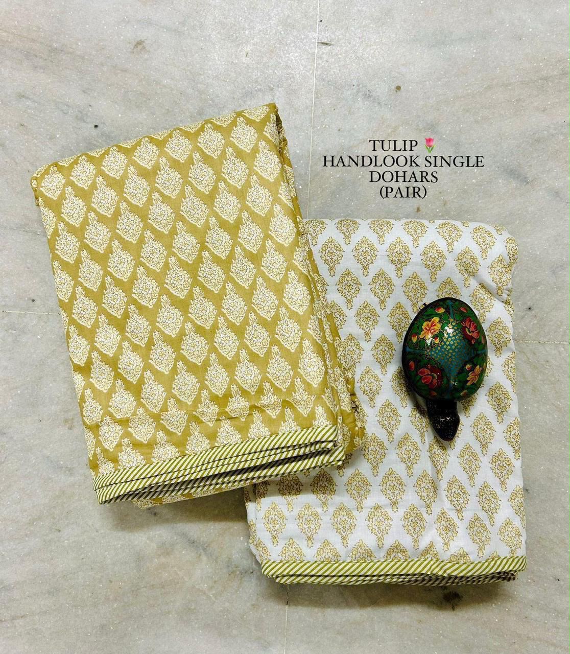 Mustard Boota - MulMul Summer Dohar Blanket (Set of 2 Single Cotton Muslin Dohar)