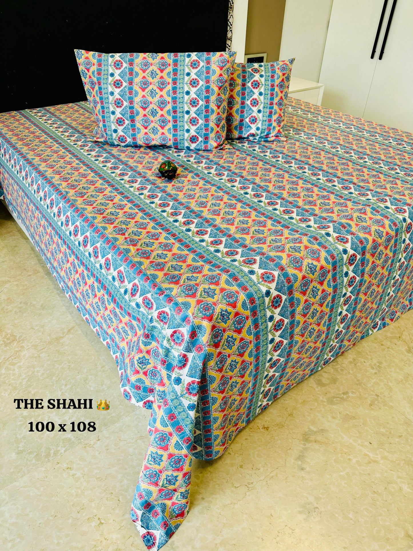 Gharaana Jaipuri Cotton Printed Bedspread Bedcover (Super King 100x108 inches)