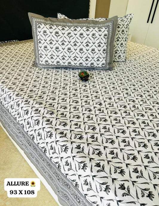 Serene Luxe Jaipuri Cotton Printed Bedspread Bedcover (King 90x108 inches)-The Label Home