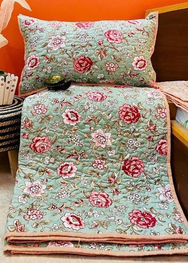 Cotton Quilted Bedcover Set (Reversible)