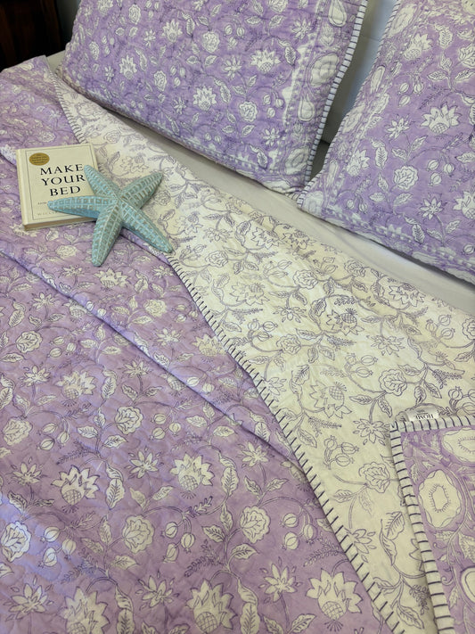 Summer Affair Lavender Quilted Bedcover-The Label Home