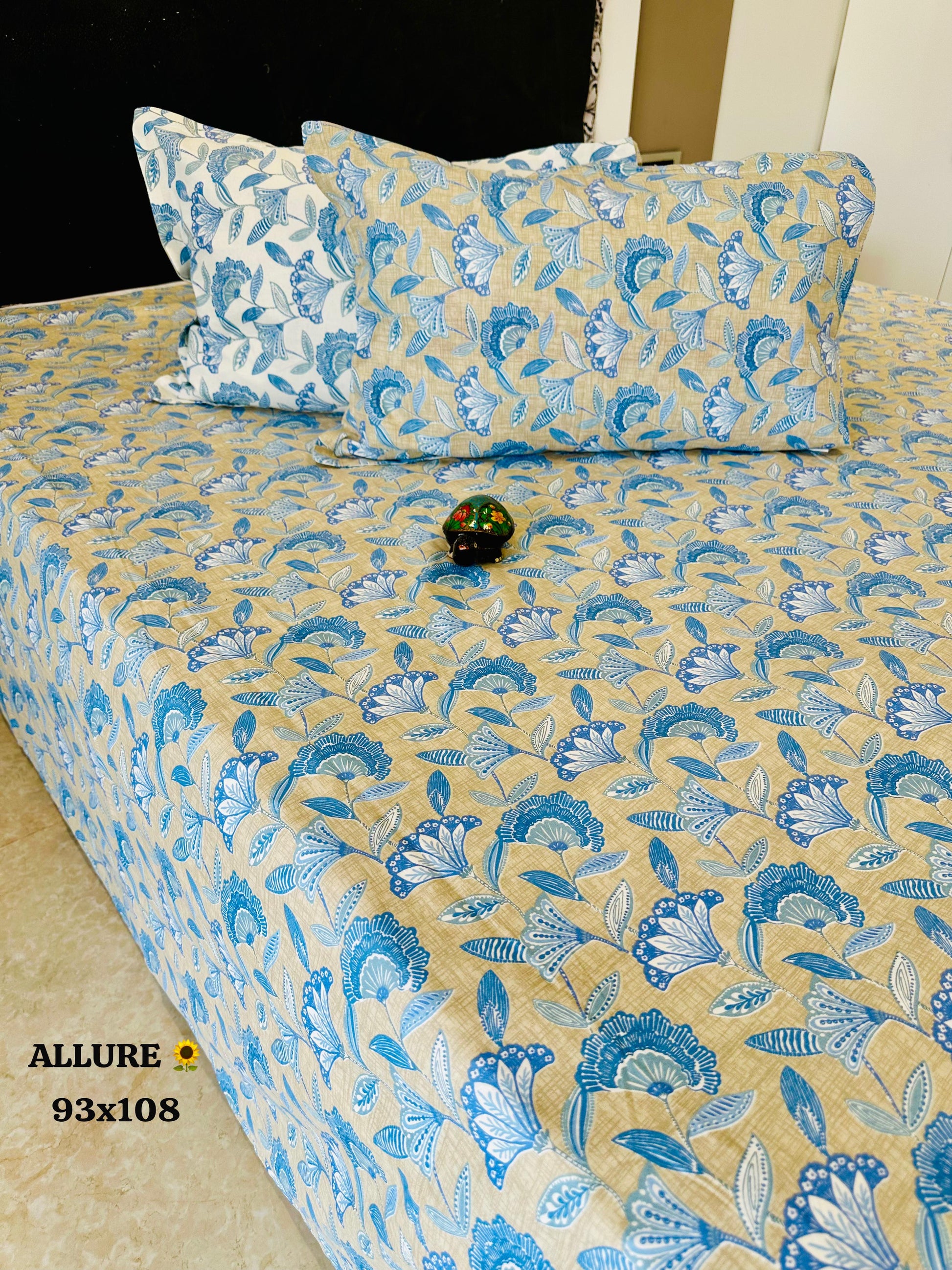 Reya Luxe Jaipuri Cotton Printed Bedspread Bedcover (Queen/King 90x108 inches)-The Label Home