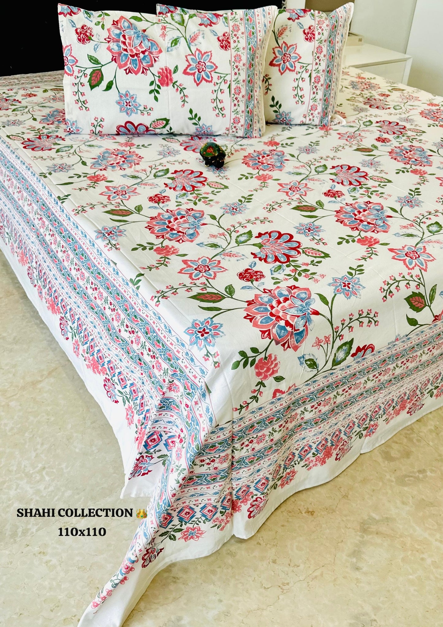 Meher Jaipuri Cotton Printed Bedspread Bedcover (Super King 110x110 inches)