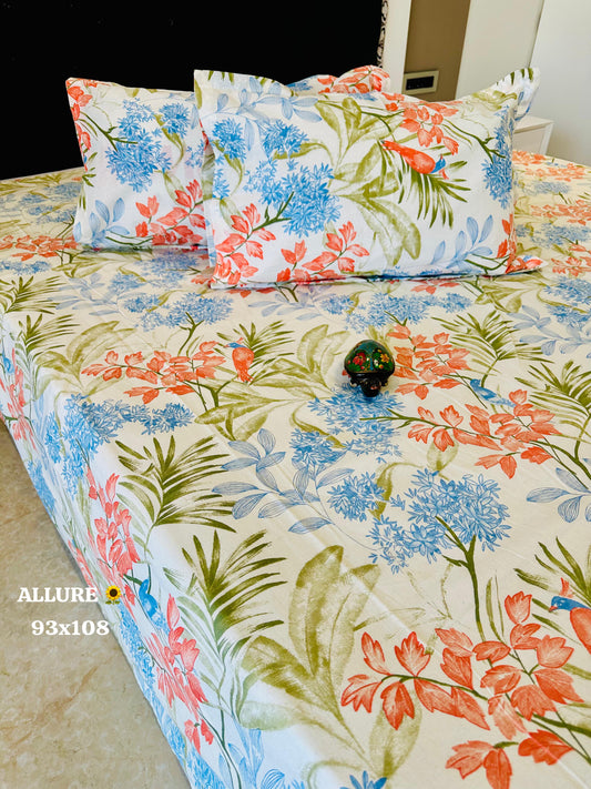 Soothing Luxe Jaipuri Cotton Printed Bedspread Bedcover (King 90x108 inches)-The Label Home