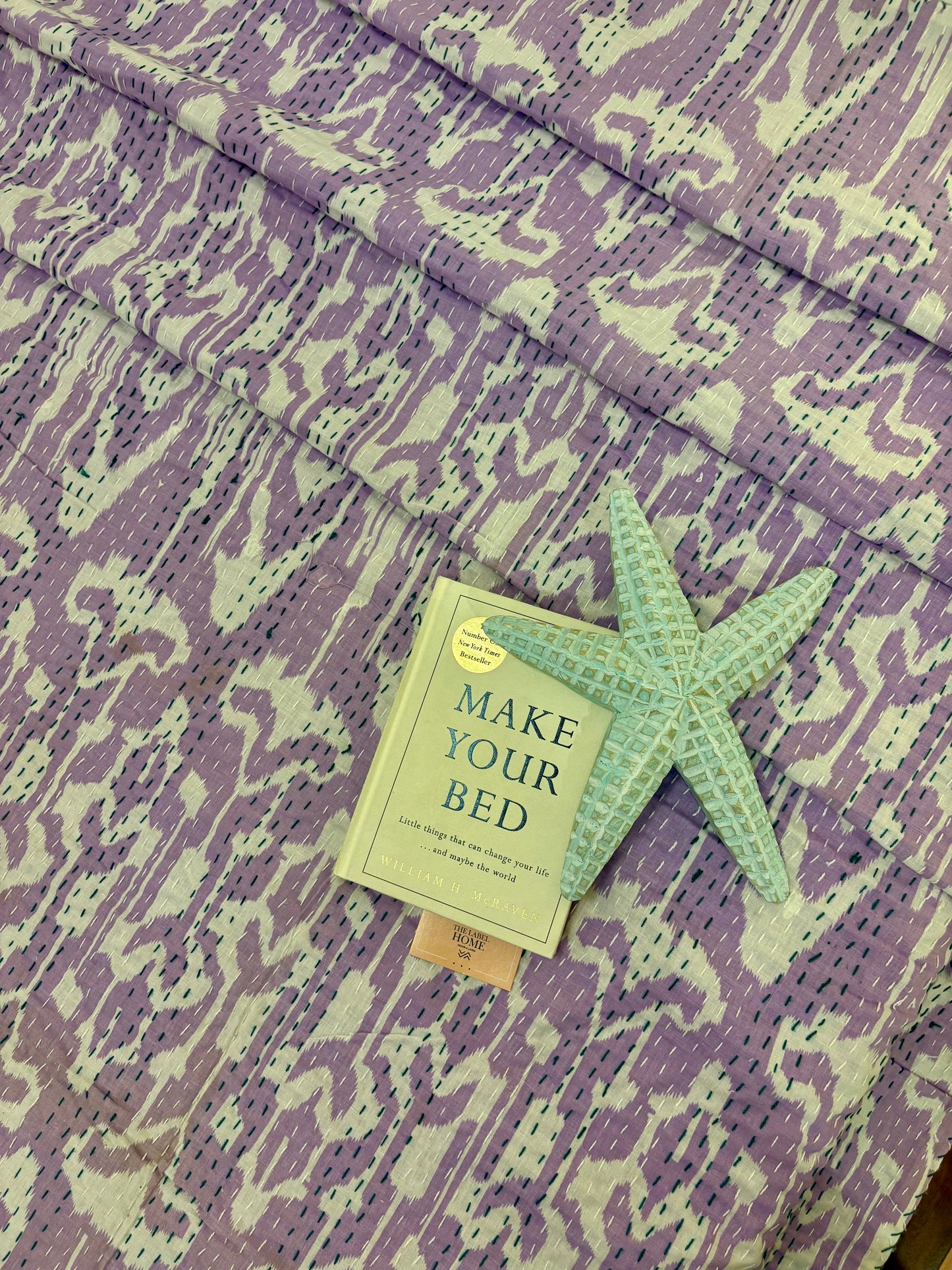 Purple Hues Kantha Bedcover