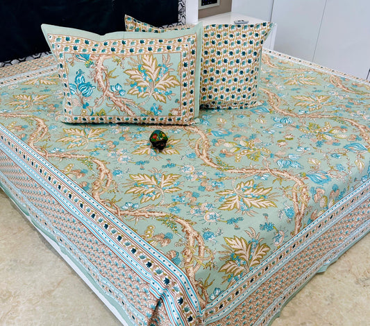 Gharaana Jaipuri Cotton Printed Bedspread Bedcover (Super King 100x108 inches)