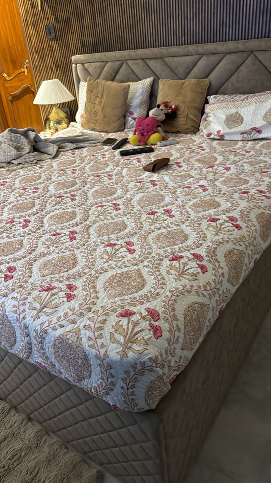 Mustard Ratan Quilted Bedcover-The Label Home