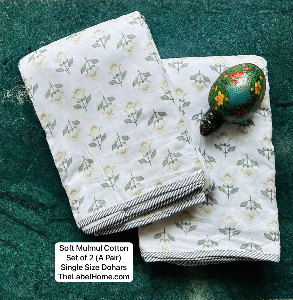 Flower Bloom - MulMul Summer Dohar (Set of 2 Single Cotton Muslin Dohar)-The Label Home