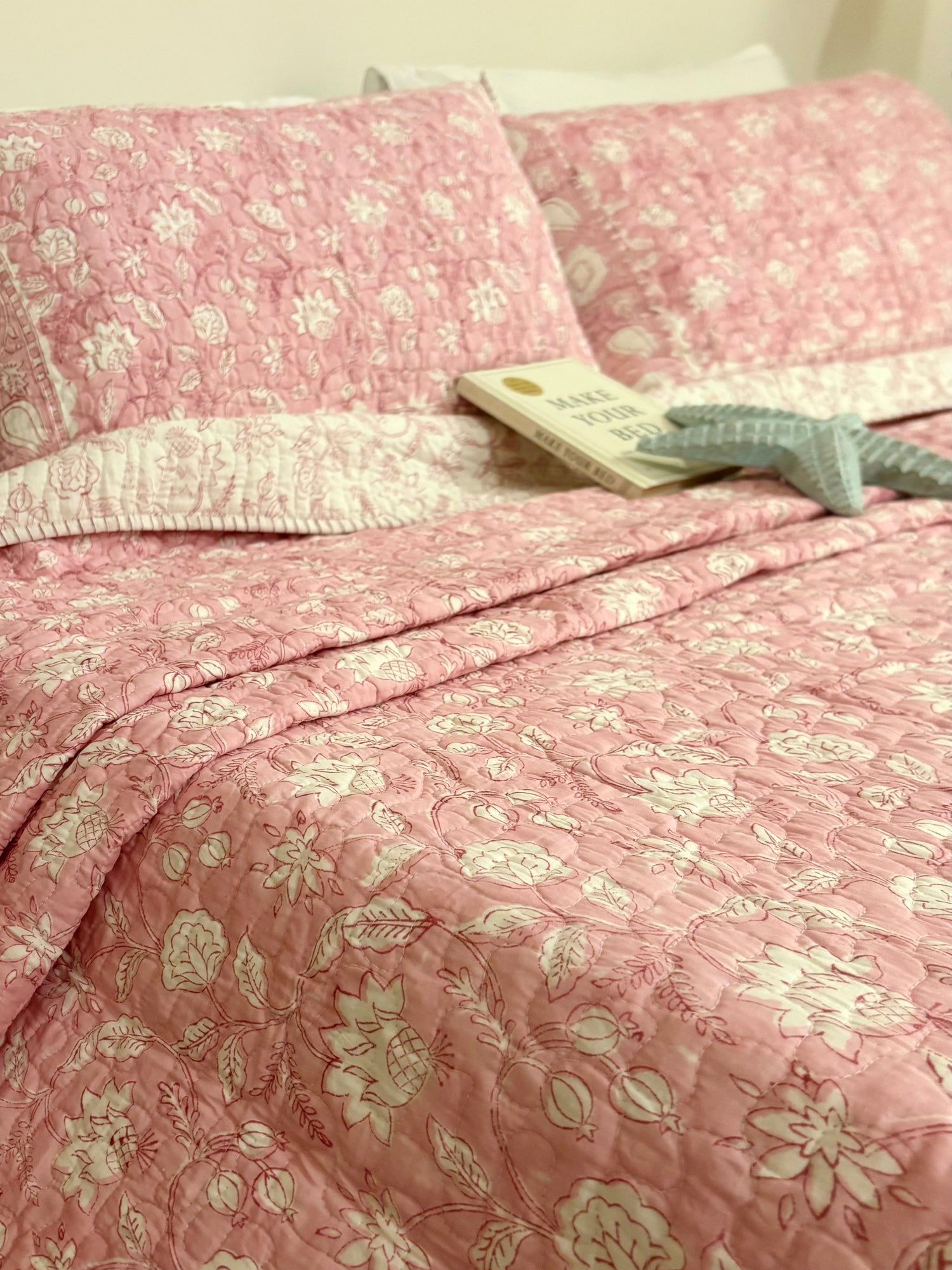 Pink Summer Affair Quilted Bedcover-The Label Home
