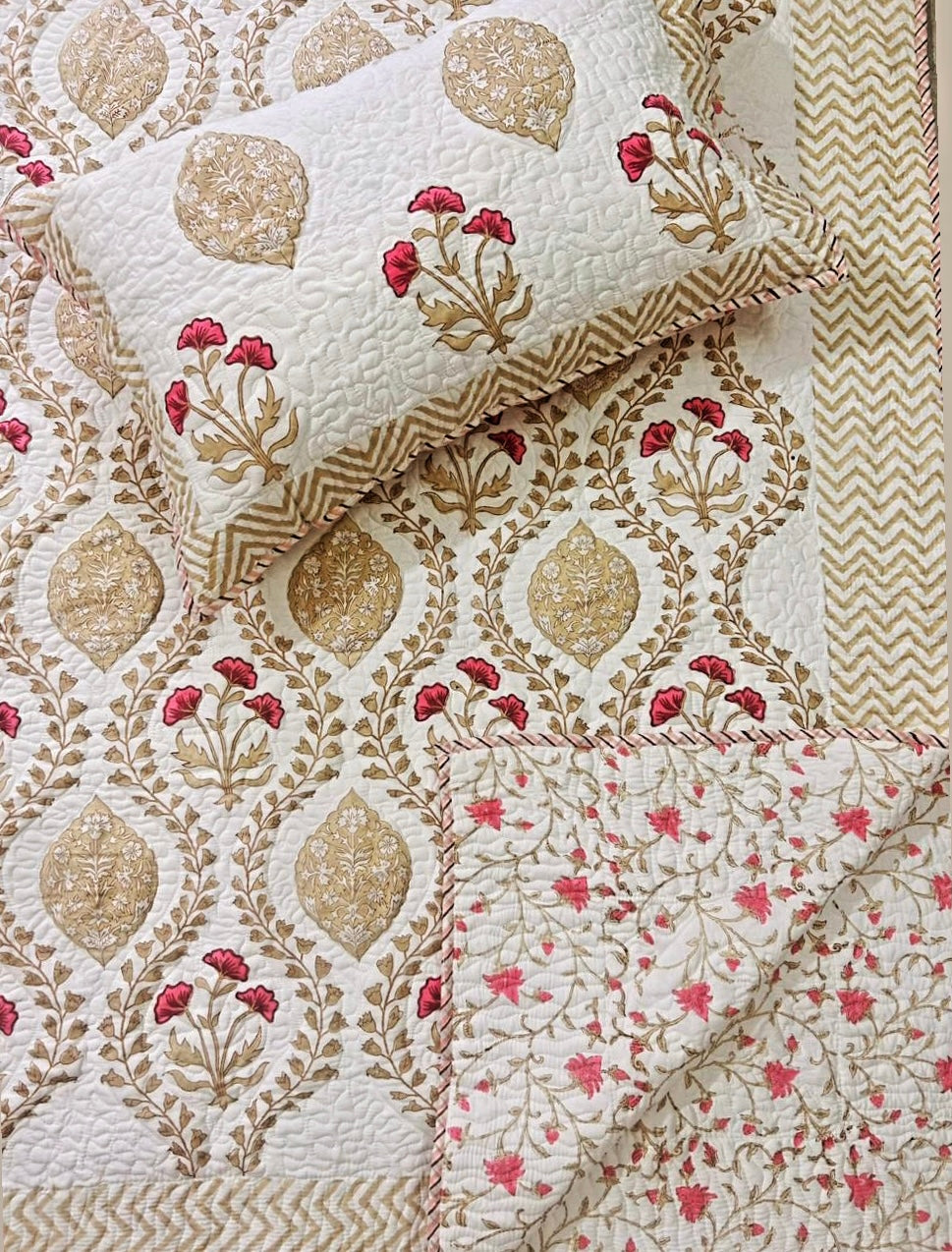 Mustard Ratan Quilted Bedcover-The Label Home