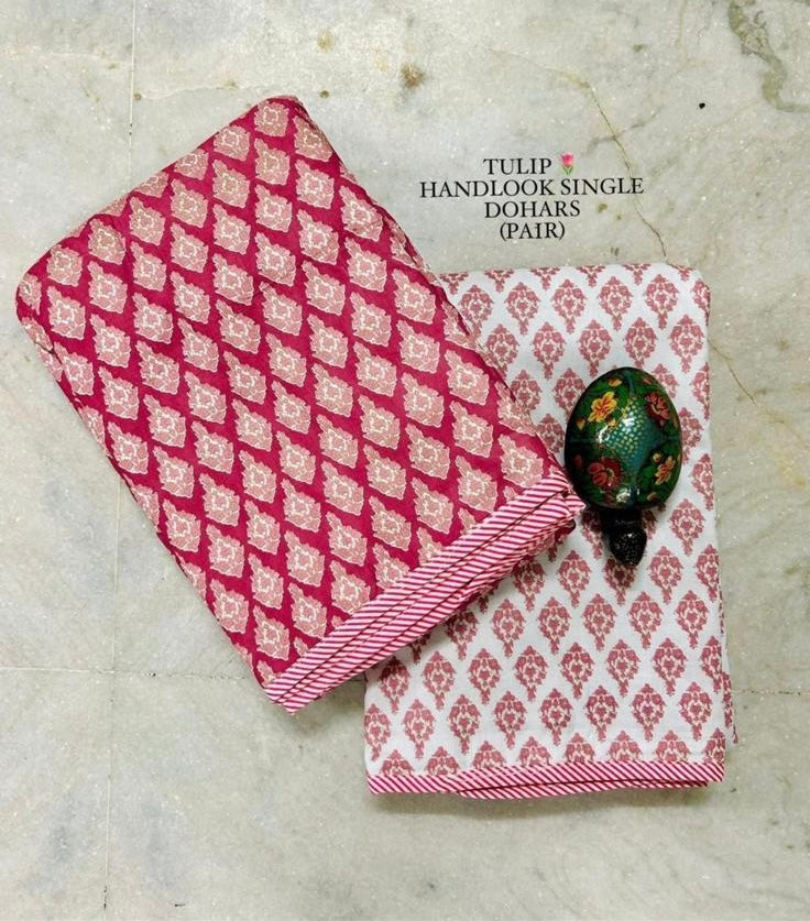 Suhaani - MulMul Summer Dohar Blanket (Set of 2 Single Cotton Muslin Dohar)-The Label Home