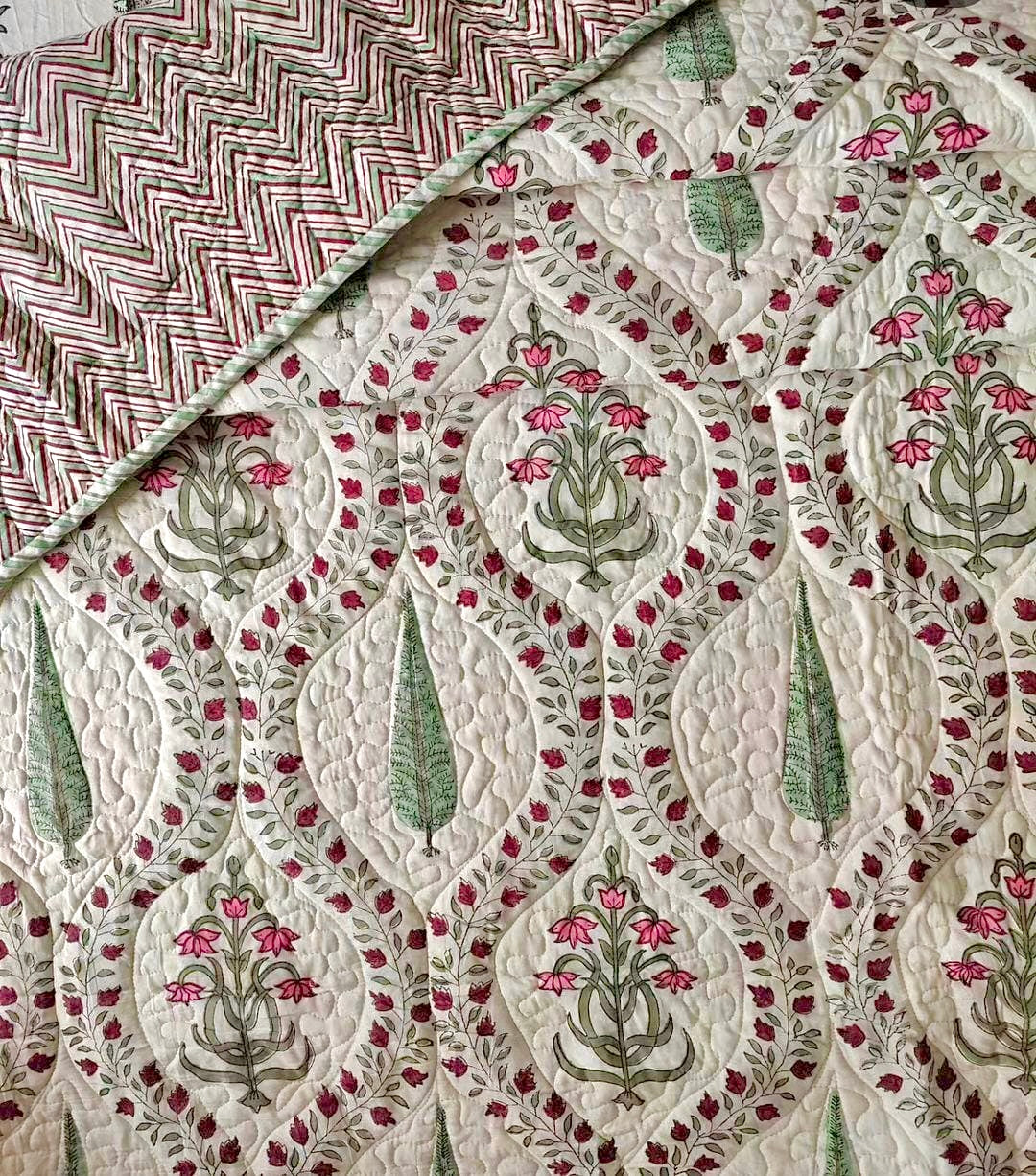 Reversible Quilted Bedcover - Soft, Cotton