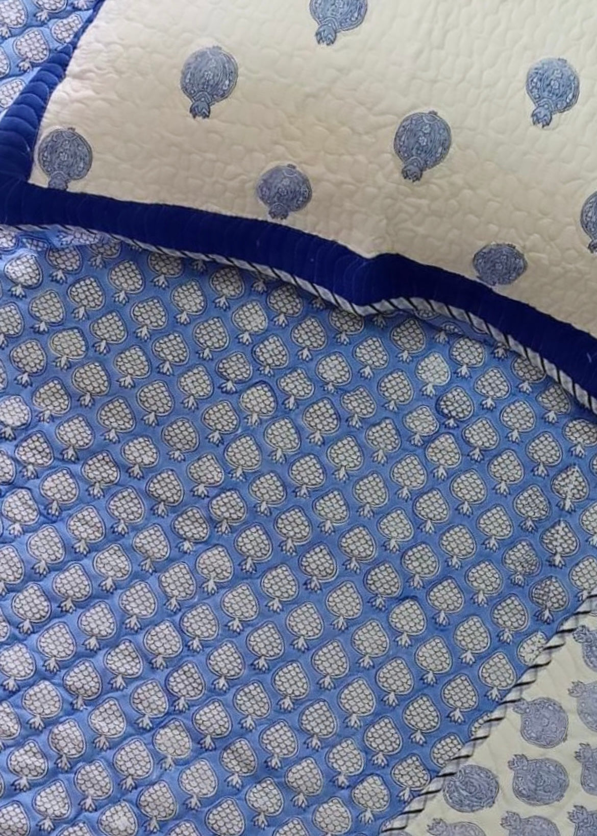Blue Berries Quilted Bedcover-The Label Home