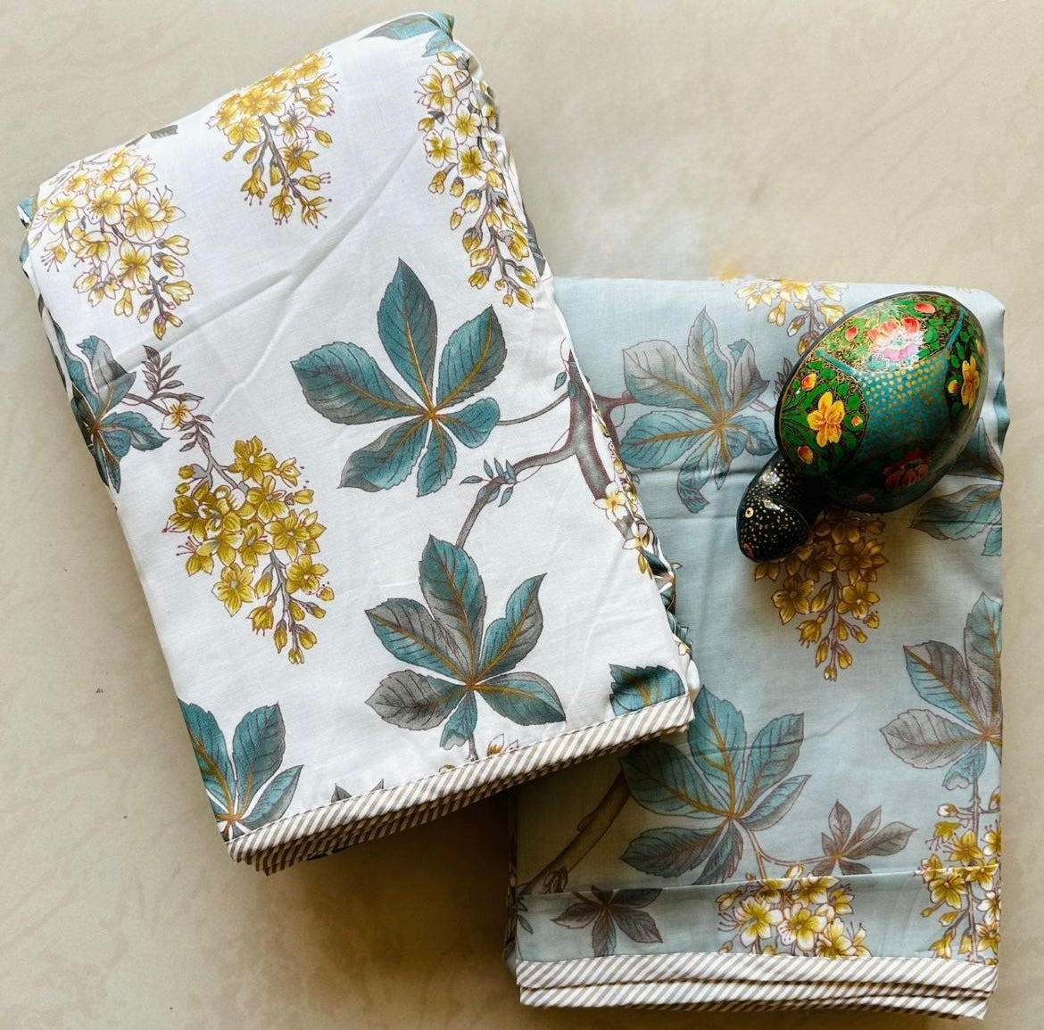 English Meadow Floral Spring Bloom - MulMul Summer Dohar (Set of 2 Single Cotton Muslin Dohar)