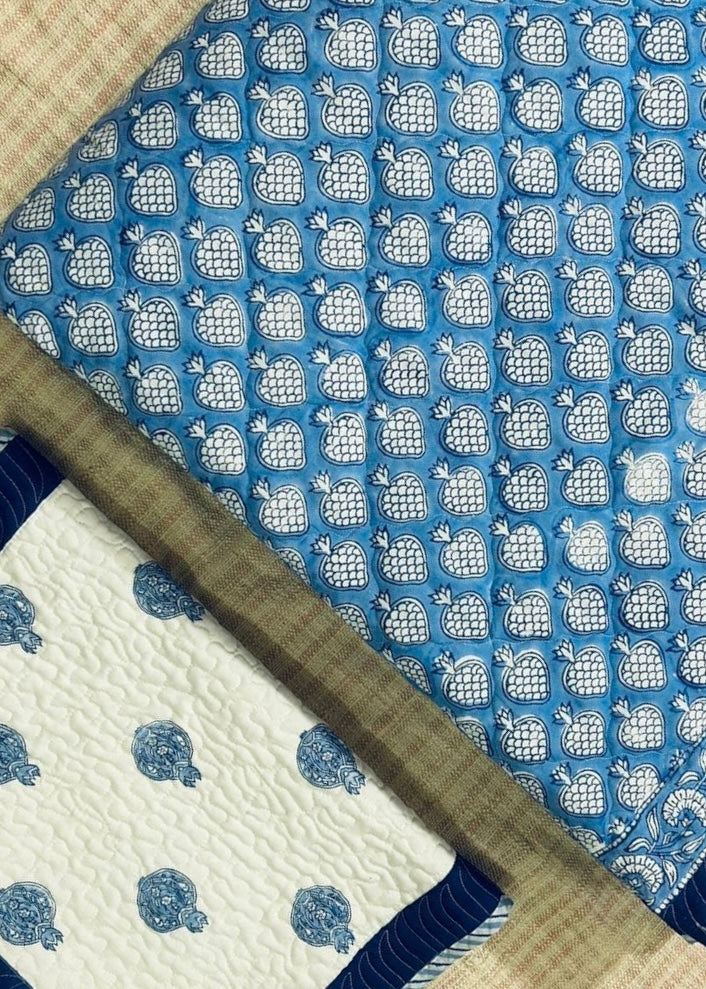Blue Berries Quilted Bedcover-The Label Home