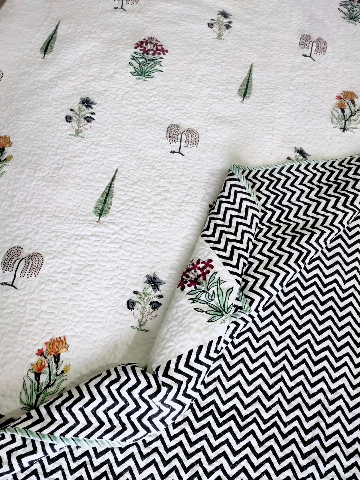 Chevron Bagh Quilted Bedcover-The Label Home