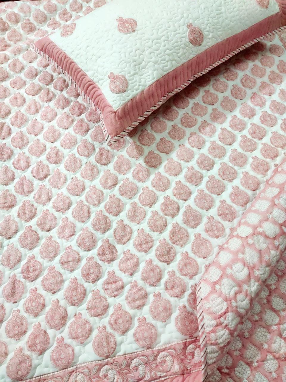 Ratan Berries Quilted Bedcover-The Label Home