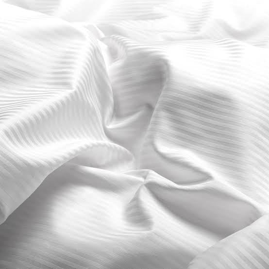 TheLabelHome Swiss Luxe Stripes Premium 400TC Bedsheet Set with 2 Pillow Covers - White-The Label Home