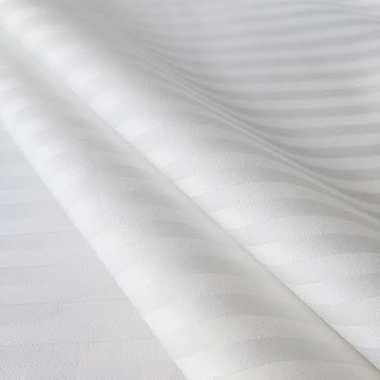 TheLabelHome Swiss Luxe Stripes Premium 400TC Bedsheet Set with 2 Pillow Covers - White-The Label Home