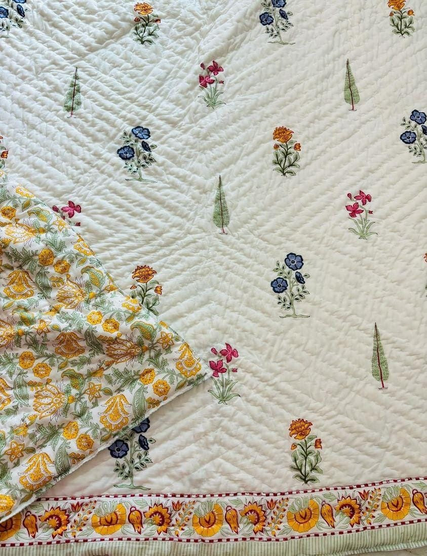 Quilt - Floral Blush - Double Size 90x108-The Label Home