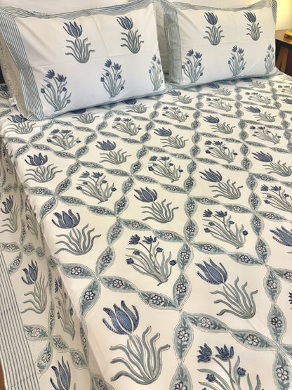 400TC Percale Cotton Bedsheet – French Palm Jaali