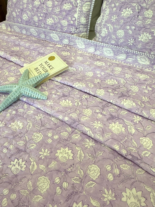 Bestseller Summer Affair Lavender Reversible Mulmul Voile Bedcover cum Comforter (Reversible) Size 90x108 inches