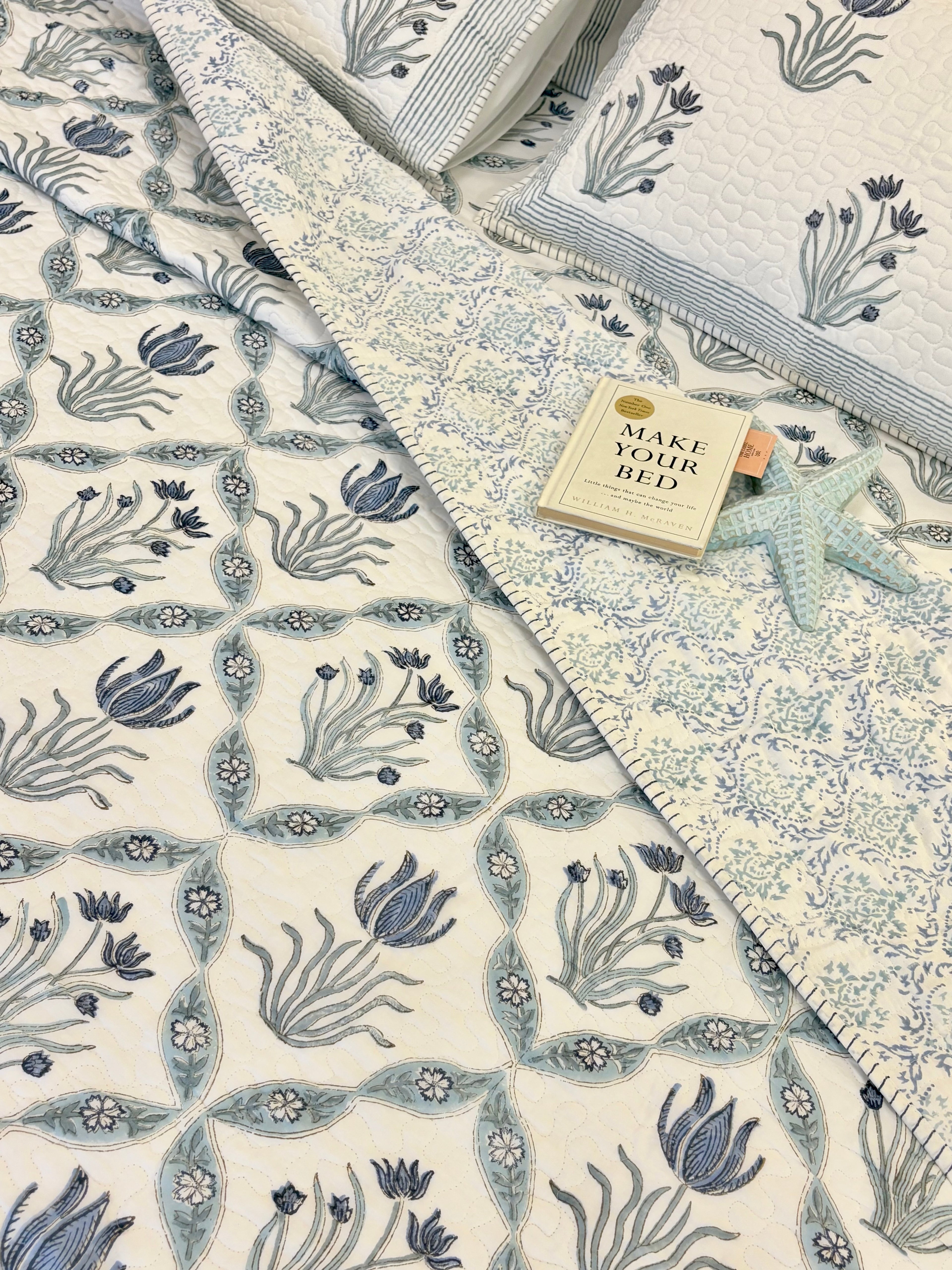 Cotton Quilted bedcover and bedsheet set