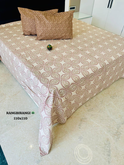 Gharonda Jaipuri Cotton Printed Bedspread Bedcover (Super King 110x110 inches)