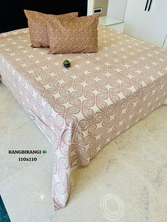 Gharonda Jaipuri Cotton Printed Bedspread Bedcover (Super King 110x110 inches)