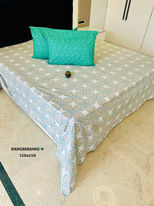 Gharonda Jaipuri Cotton Printed Bedspread Bedcover (Super King 110x110 inches)
