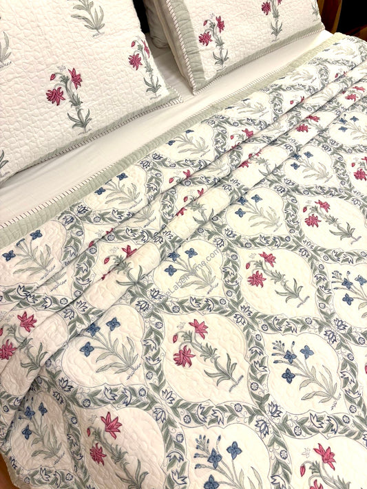 English Jaali Quilted Bedcover