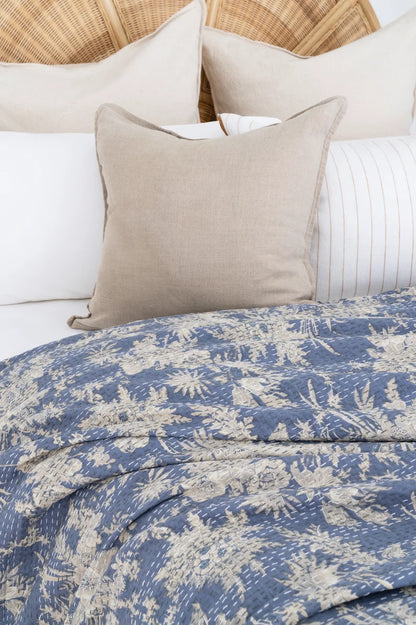 Handmade Cotton Kantha Bedcover - Elegant Calm, Soft