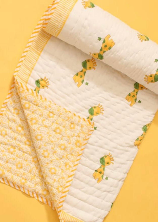 Baby Quilt - Yellow Quello - Pure Muslin Voile Size 60x40 inches