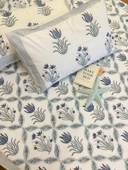 400TC Percale Cotton Bedsheet – French Palm Jaali