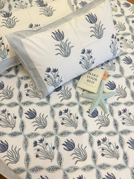 400TC Percale Cotton Bedsheet – French Palm Jaali