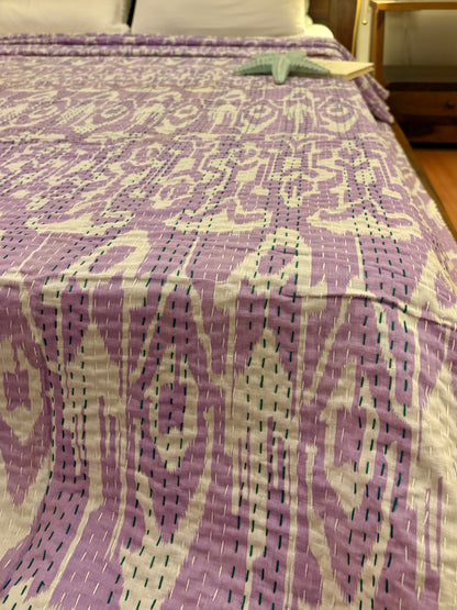 Purple Hues Kantha Bedcover