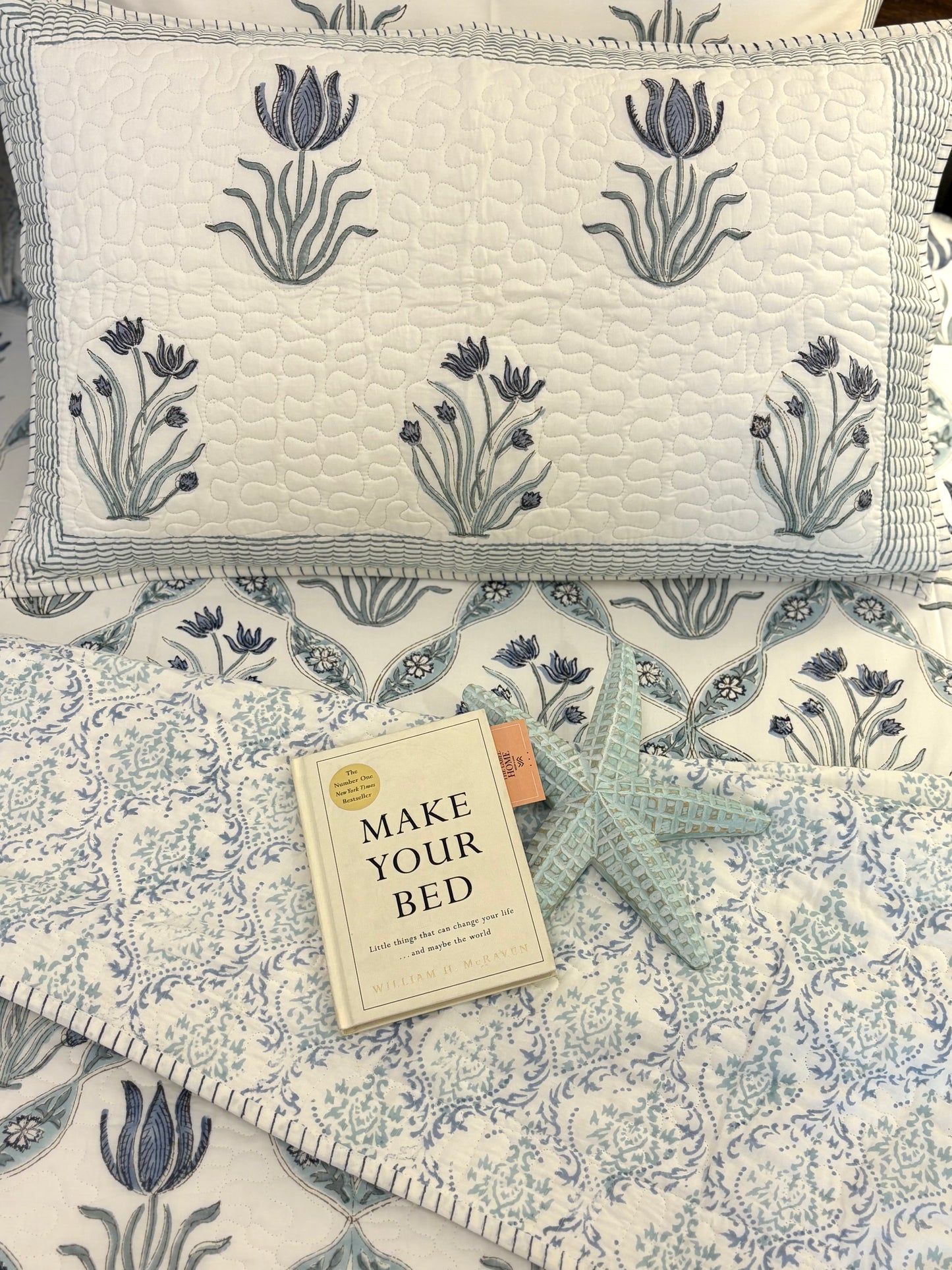French Palm Jaali Quilted Bedcover