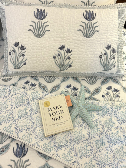 French Palm Jaali Quilted Bedcover